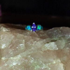 Sterling Silver Amethyst and Blue Opal